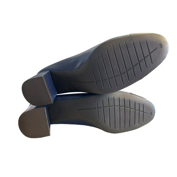 Cole Haan Navy Blue Women's Leather Patent Leather Chunky Heel Size 9B EUC - Picture 6 of 6